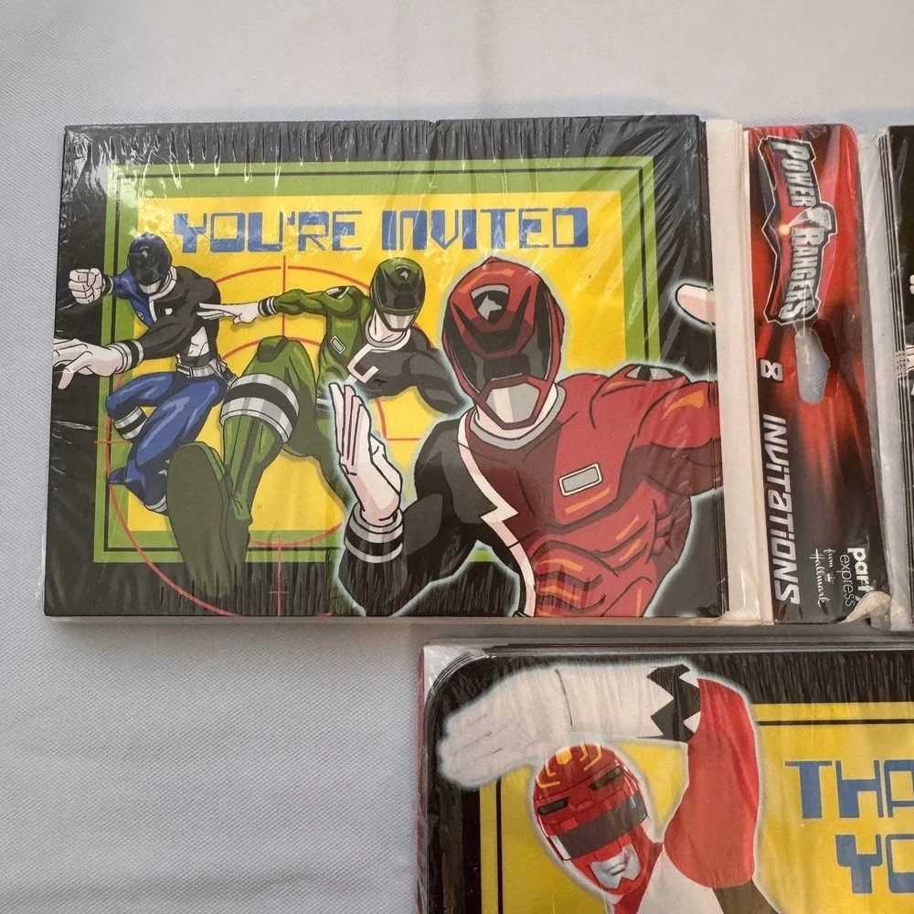 Vintage Power Rangers Birthday Party Invitations (16)‎ And Thank You Cards (8)